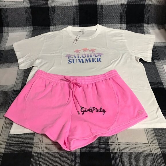 victoria secrets PINK CURVED HEM shorts outfit IN HOT PINK SIZE EXTRA LARGE - Picture 6 of 7